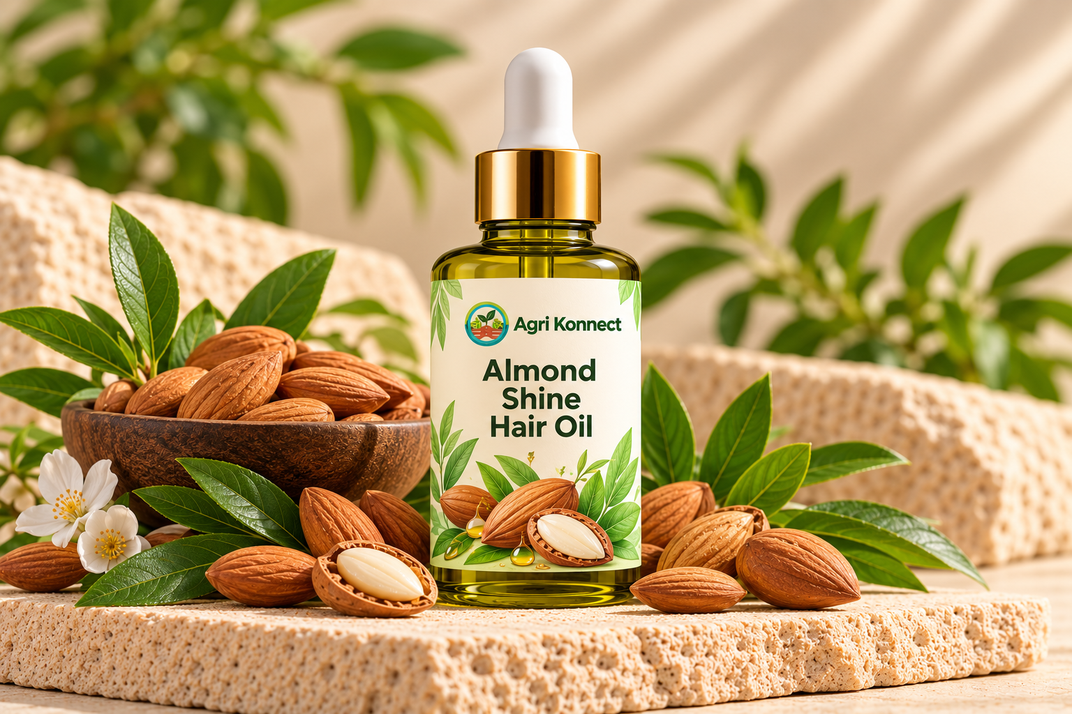 Almond-based hair oil for everyday personal care. Pack size: 100 ml.
