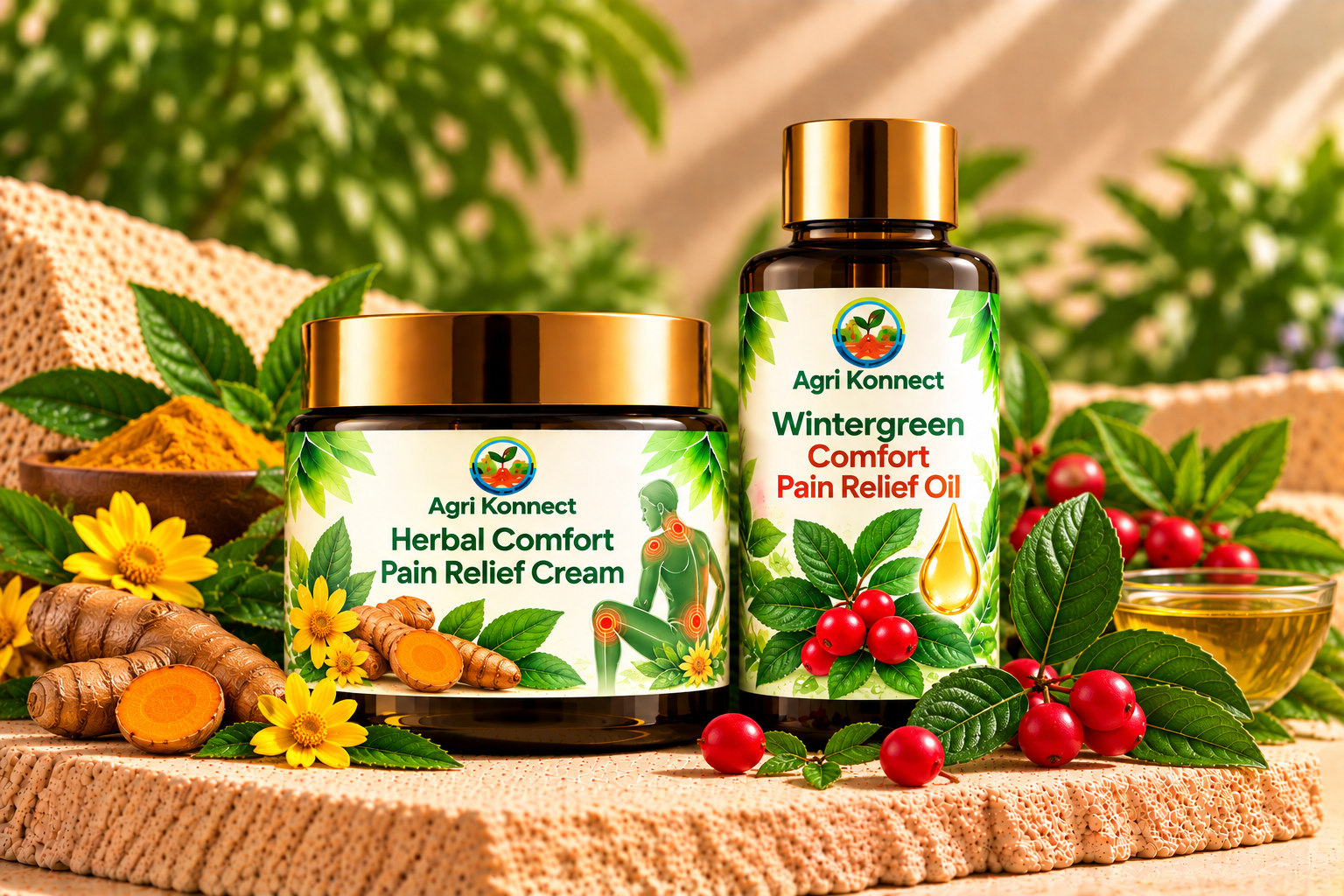Herbal Comfort Pain Relief Cream + Wintergreen Comfort Pain Relief Oil