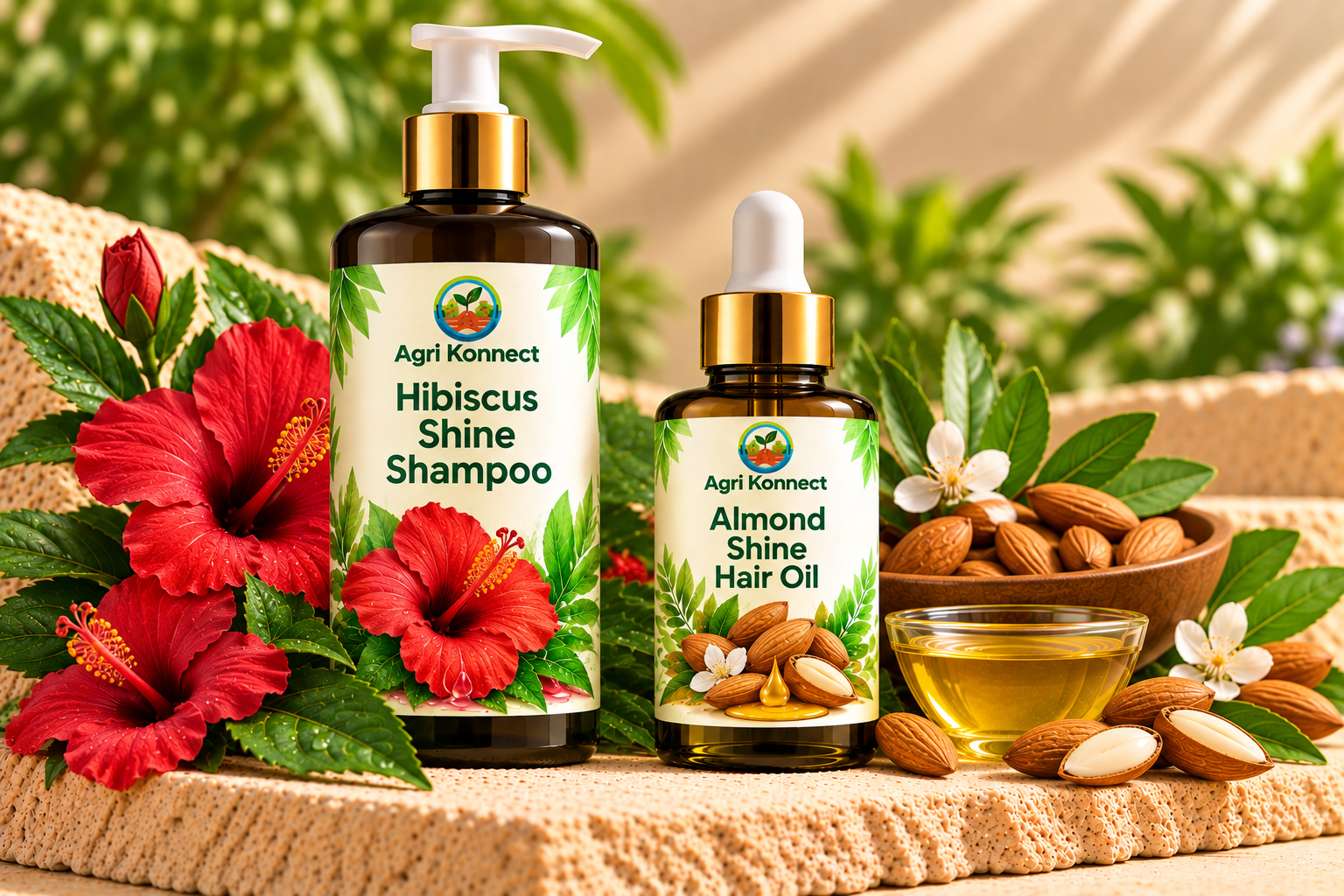 Hibiscus Shine Shampoo + Almond Shine Hair Oil