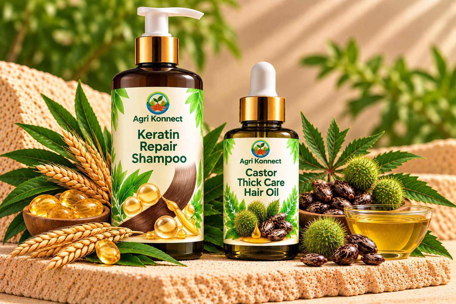 Keratin Repair Shampoo + Castor Thick Care Hair Oil
