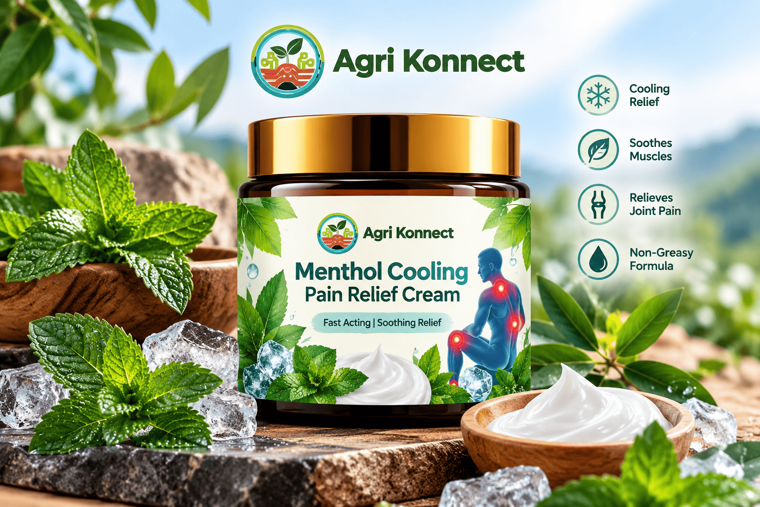 Menthol-based pain relief cream for everyday personal care. Pack size: 50 g.