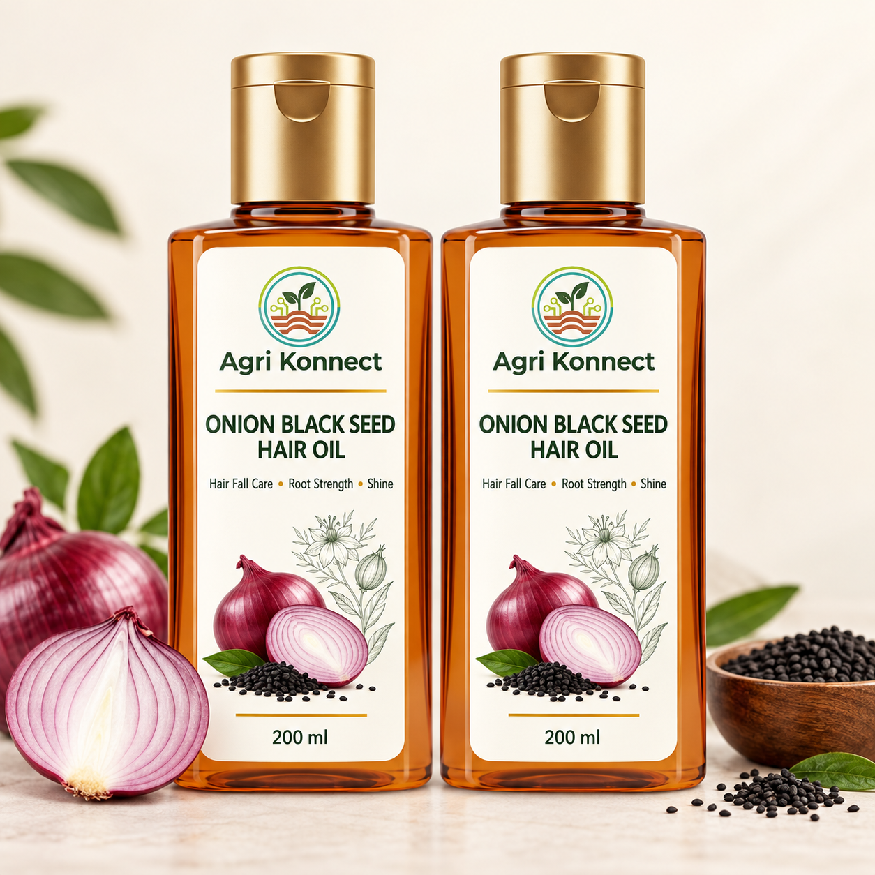Onion Black Seed Hair Oil 200ml – Hair Fall Control & Root Strengthening Oil Pack of 2