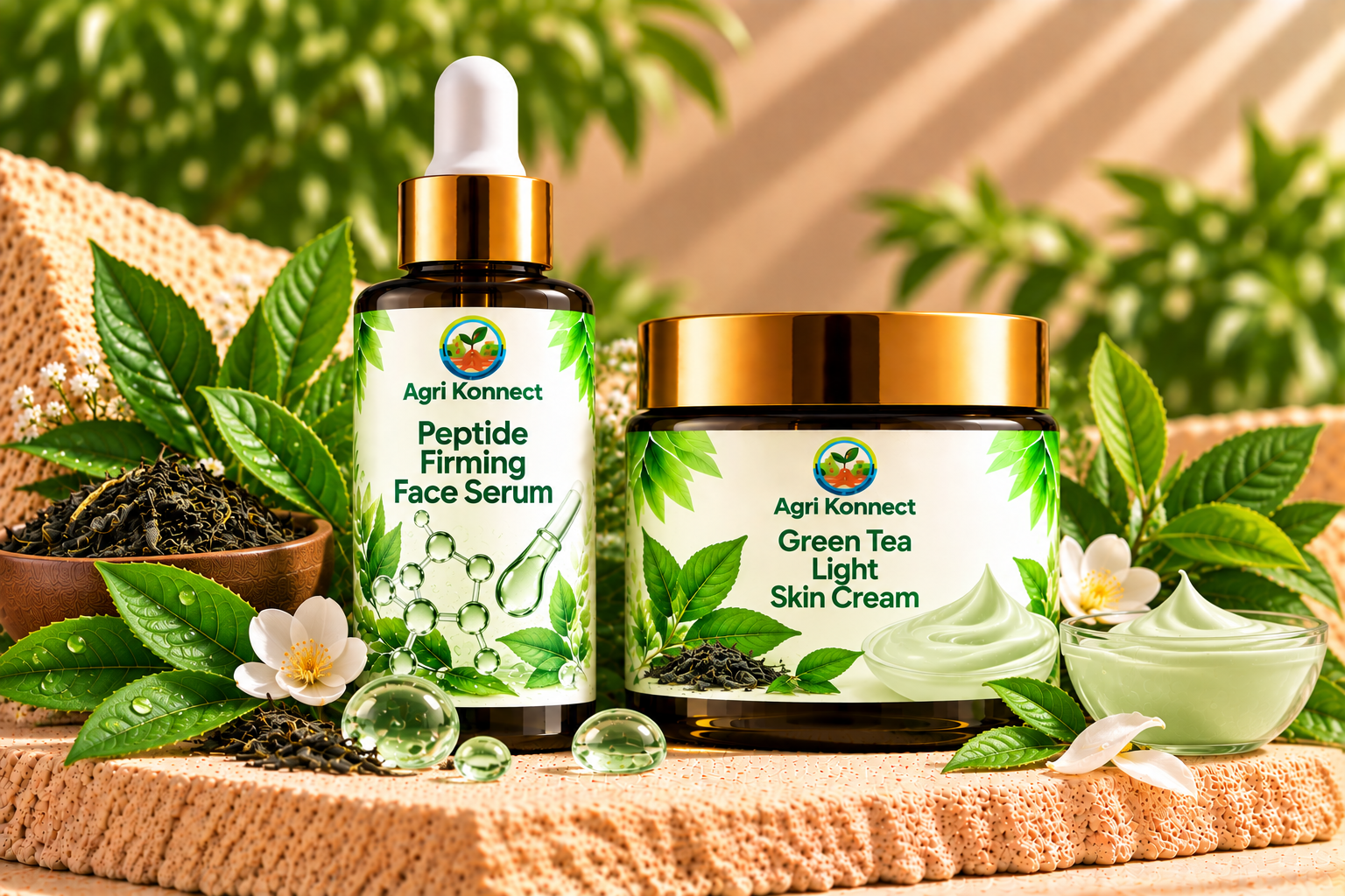 Peptide Firming Face Serum + Green Tea Light Skin Cream
