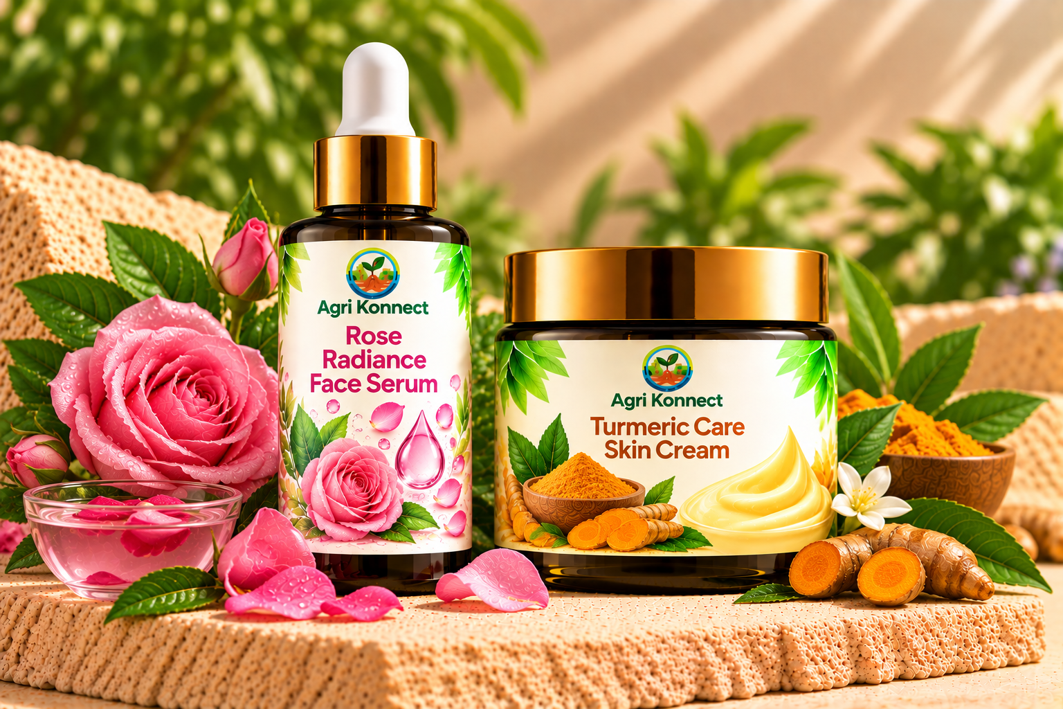 Rose Radiance Face Serum + Turmeric Care Skin Cream