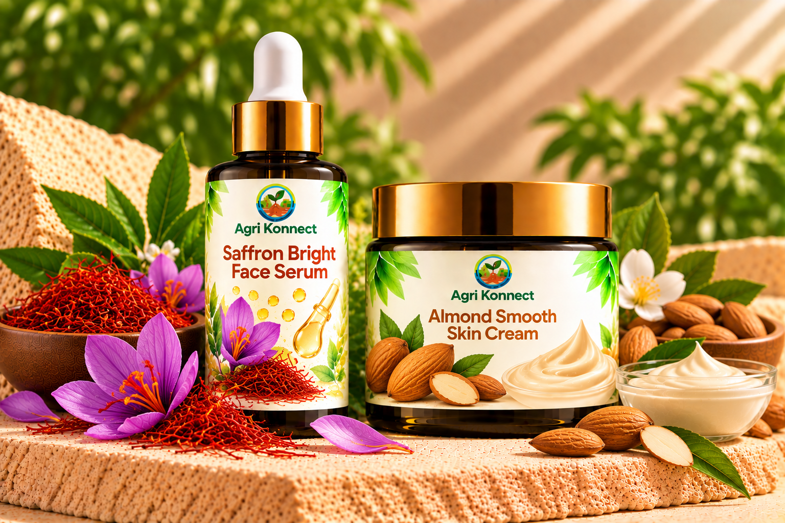 Saffron Bright Face Serum + Almond Smooth Skin Cream