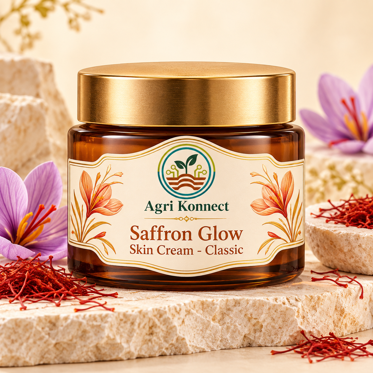 Saffron-based skin cream for everyday personal care. Pack size: 100 g.