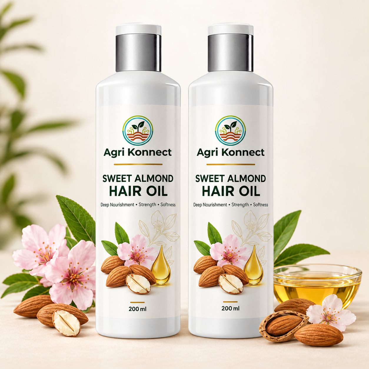 Sweet Almond Hair Oil 200ml – Deep Nourishing & Hair Strengthening Oil Pack of 2