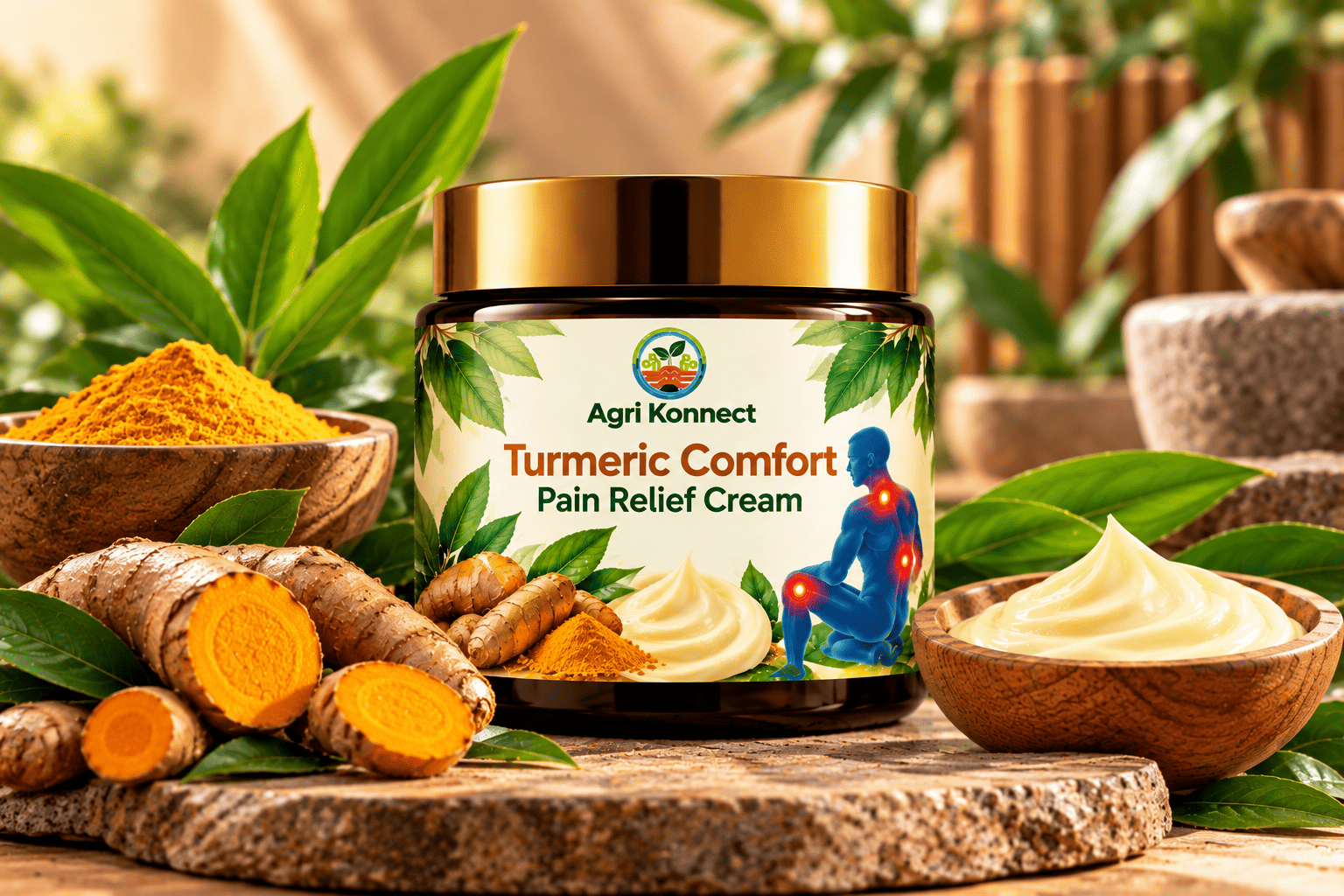 Turmeric-based pain relief cream for everyday personal care. Pack size: 50 g.